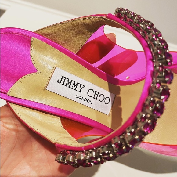 Brand new JIMMY CHOO Bing Crystal Embellished Clear Heeled Mule - Picture 4 of 9